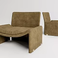 Two Modern Brown Fabric Accent Chairs With Ergonomic Design For Indoor Living Room