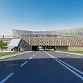 Aerial Planning Of Transportation Hub With Main Building Square Greenery And Road Network