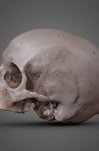 Game Movie Character Skull With Realistic Surface Details And Gray Background 3d model