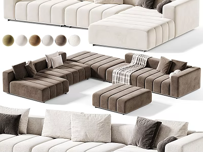 Modern Sectional Sofa With Multiple Color Options And Comfortable Cushions Design 3d model