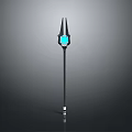 Mystical Trident Weapon Design With Blue Glowing Gem And Black Handle