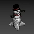 Game Movie Character Snowman With Black Top Hat Red Scarf And Glowing Eyes