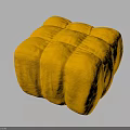 Modern Yellow Square Ottoman With Textured Upholstered Surface And Soft Padding 3d model
