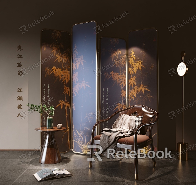 Screen Partition Screen Partition Sofa Plant Floor Lamp model