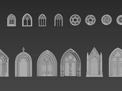 Multiple Decorative Gothic Architectural Window And Door Design Templates 3d model
