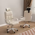 Comfortable Beige Office Chairs With High Back Armrests And Wheeled Base In Modern Indoor Workspace
