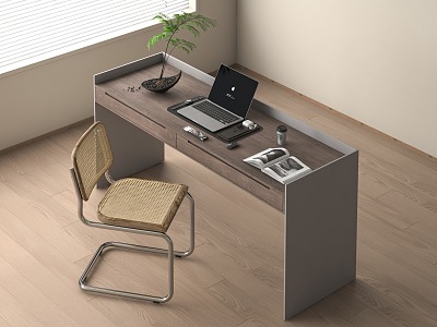 Modern desk chair desk chair combination 3d model