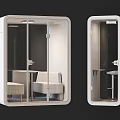 Commercial White Enclosed Soundproof Office Pod With Glass Door And Interior Sofa Chair