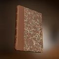 Vintage Classic Book With Marbled Pattern Cover And Brown Leather Spine Design
