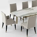 Modern Dining Table Set With Marble Tabletop And Light Gray Chairs 3d model