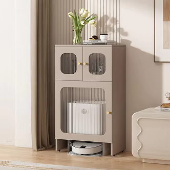 Storage Cabinet Sweeping Robot Storage Rack Sideboard Vase Ornaments Combination 3d model
