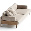 Modern Beige Fabric Sectional Sofa With Wooden Frame And Comfortable Cushions