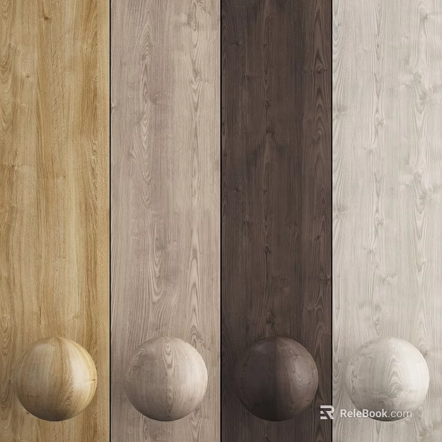 Wooden Components With Various Natural Wood Colors Textures And Wooden Balls 3d model 