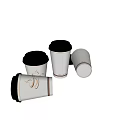 White Paper Cups With Black Lids Orange Coffee Cup Logo And Striped 340ml
