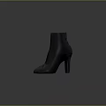 Black Leather Ankle Boots With Block Heels And Sleek Zipper Design 3d model