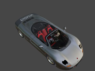 CASTITA Silver Gray Sports Car With Red Seats Convertible Top And Sleek Design 3d model