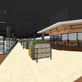 Supermarket Retail Store With Spacious Aisles Organized Shelves Product Displays And Shopping Carts
