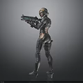 Futuristic Female Warrior In Cybernetic Armor With Advanced Energy Weapon