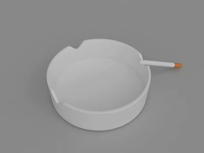 White Ceramic Ashtray Vessel With Cigarette In Modern Minimalist Design 3d model
