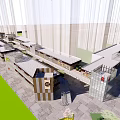 Elegant Modern Commercial Street Featuring Shopping Areas Pedestrian Walkways And Stylish Buildings