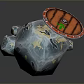 Unique Weapon Design With Wooden Top Red Rim Transparent Body And Green Emblem