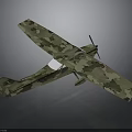 Camouflage Aerospace Model With Propeller Large Wings And Dark Background