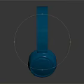 Blue Metallic Over Ear Headphones With Glossy Design And Reflective Surface