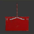 Red Metal Toolbox With Black Handle For Home Storage And Organization