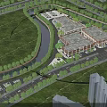 Lively Commercial Plaza With Supermarket Children's Clothing Store Greenery And Open Space