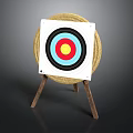 Archery Target Board With Colorful Concentric Rings And Wooden Tripod Stand