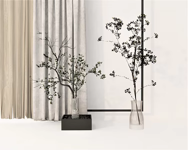 modern vase plant ornaments green plant 3d model