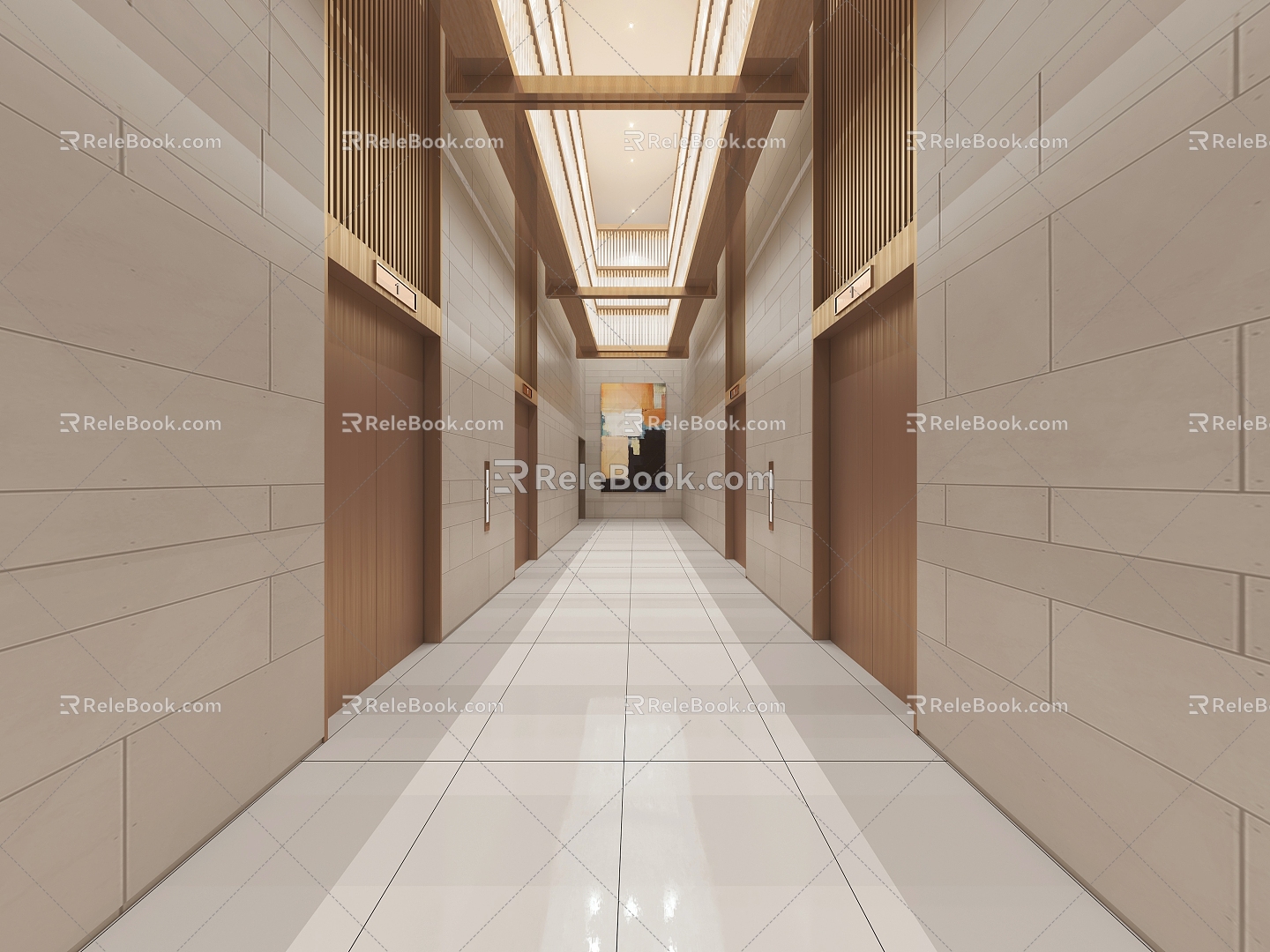 Elevator, aisle, corridor, public area, unit office building elevator 3d model