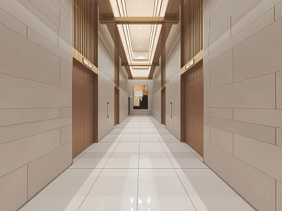 Elevator, aisle, corridor, public area, unit office building elevator 3d model