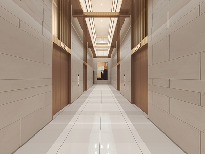 Elevator, aisle, corridor, public area, unit office building elevator 3d model