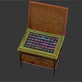 Sturdy Wooden Display Cabinet Shelf With Open Lid And Grid Compartments Inside