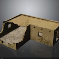 Traditional Adobe House Model With Weathered Walls Open Structure And Windows