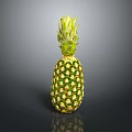 Fresh Ripe Juicy Pineapple with Green Leafy Top and Golden Yellow Skin