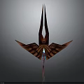 Red Origami Crane With Spread Wings And Detailed Intricate Texture Metallic Shine Artistic Sculpture
