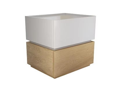 Modern Bedside Table With White Top And Oak Wood Base Design 3d model