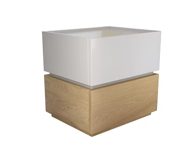 Modern Bedside Table With White Top And Oak Wood Base Design 3d model