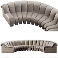 Modern Gray Curved Leather Sectional Sofa With Modular Design And Comfortable Seats 3d model