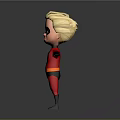 Animated Superhero Character With Blonde Hair Black Mask Red Costume I Symbol And Arms Outstretched