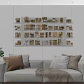 Modern Living Room Interior With Floating Wall Cabinets Filled With Books And Decorations