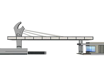 Modern Entrance Gate Design With Architectural Support Structure And Glass Panels 3d model