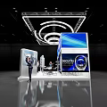Skyworth Exhibition Booth With Modern Lighting Design And TV Display Screens At Trade Show