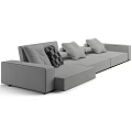 Modern Modular Sofa Set In Gray And Blue With Multiple Checkerboard Pattern Pillows 3d model