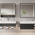 Modern Bathroom Cabinet Wash Desk Bathroom Mirror Washing Supplies 3d model