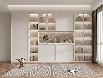 Cream wind bookcase 3d model