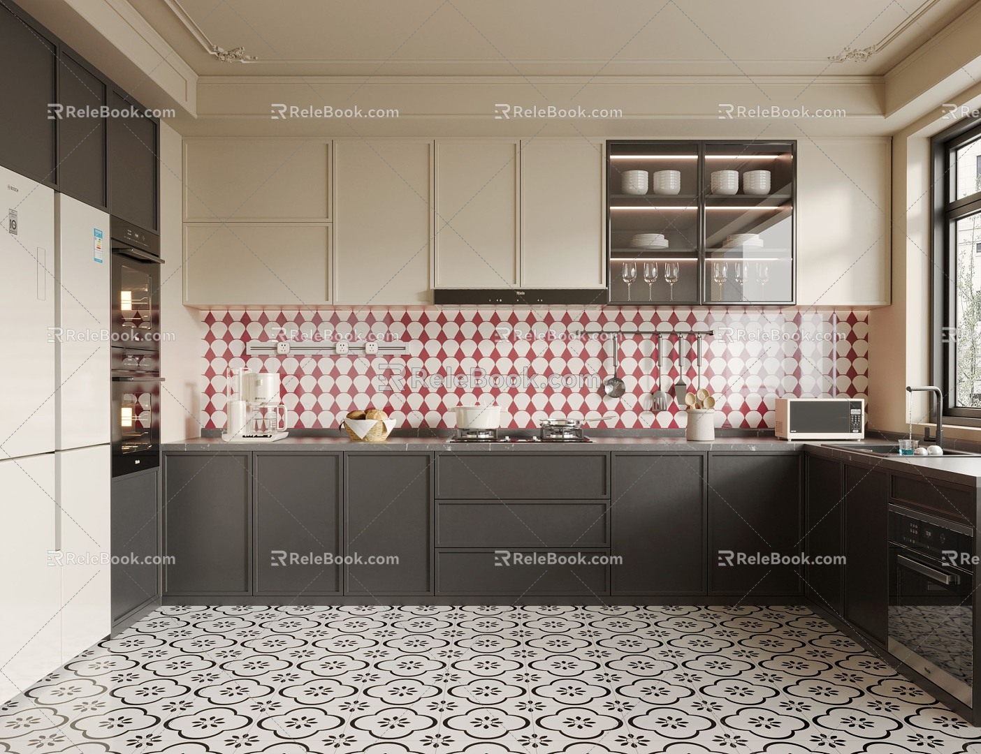 French Middle Style Kitchen 3d model