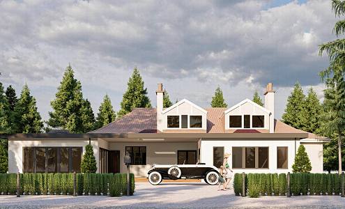 American Style Single-family Villa Homestay Building Single-family Villa 3d model